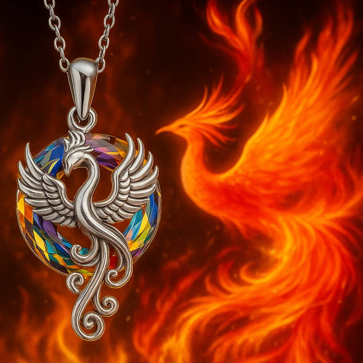 Vendita calda 925 argento Sterling crescente fenice collana di uccelli del fuoco